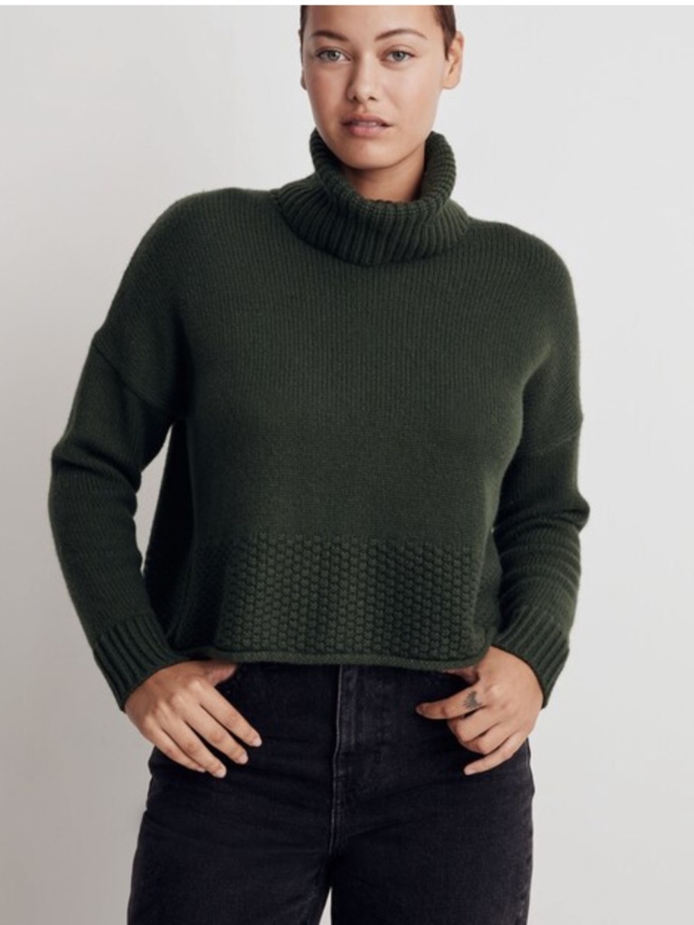Madewell Women’s Sadler Turtleneck Sweater in Deep Forest Size Small